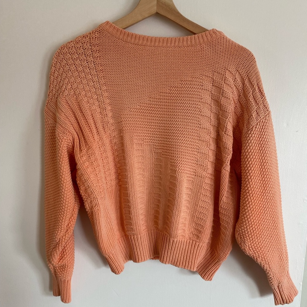 Vintage, Peach Garment Dyed, Knit Sweater